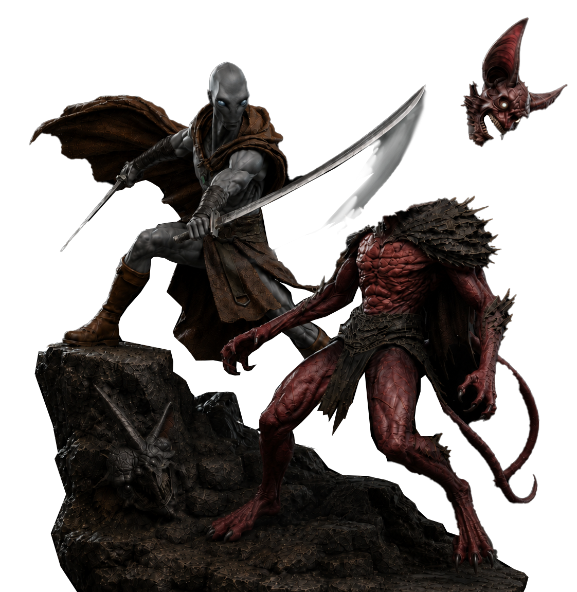 Diorama de Adapak em pose de batalha contra Telalec